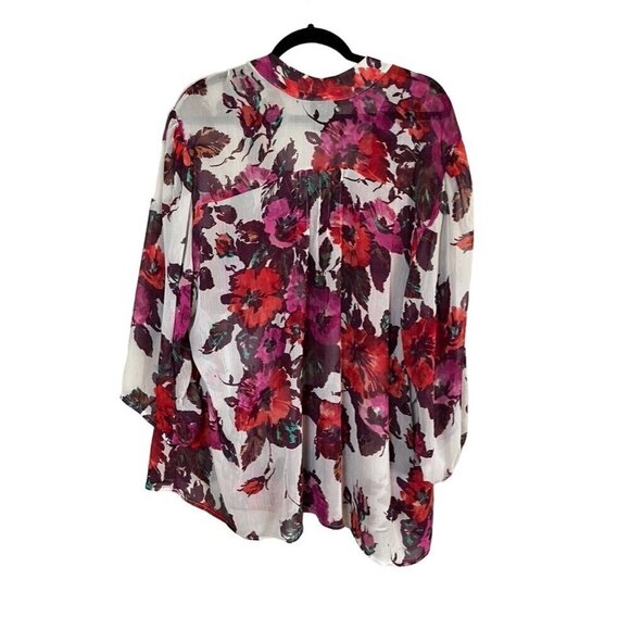 Torrid Top Women 3X Pink Pullover Floral Sheer Feminine Summer Dainty Flowy 80s - Picture 8 of 13